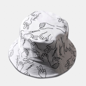 Unisex Bawełniane Litery Gesty Rysowania Linii Graffiti Moda Sunshade Bucket Hat