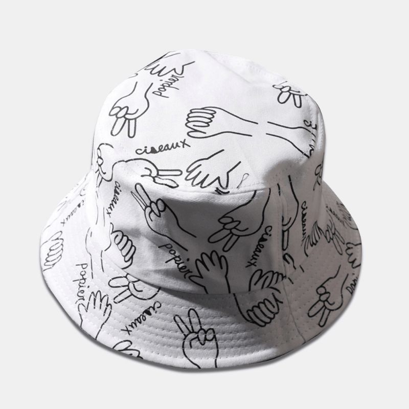 Unisex Bawełniane Litery Gesty Rysowania Linii Graffiti Moda Sunshade Bucket Hat