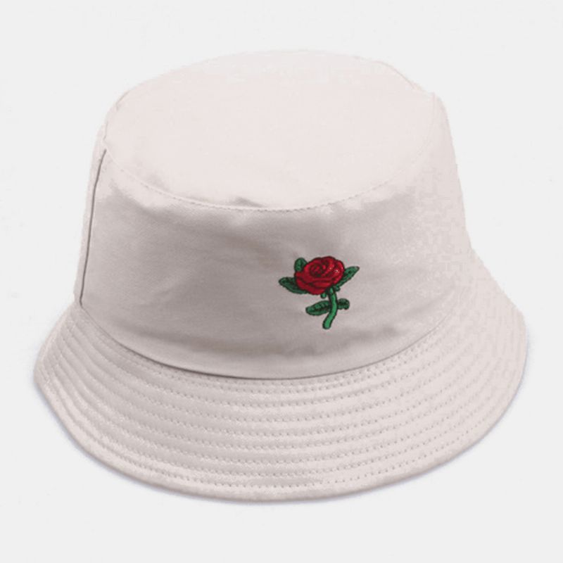 Unisex Cartoon Rose Hafty Twill Cap Outdoor Suncreen Sunshade Bucket Hat