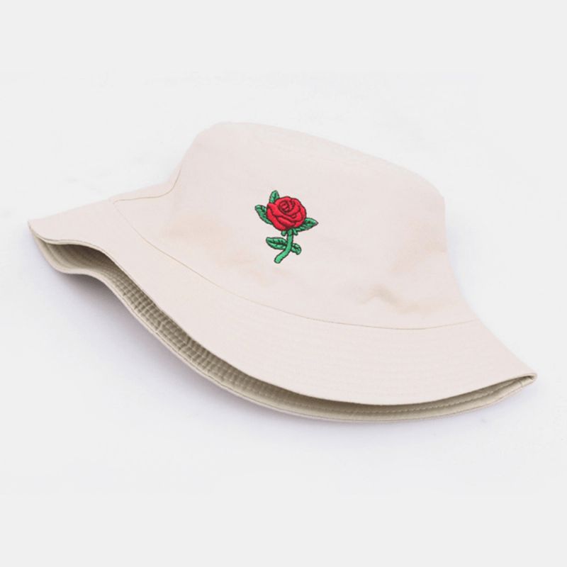 Unisex Cartoon Rose Hafty Twill Cap Outdoor Suncreen Sunshade Bucket Hat