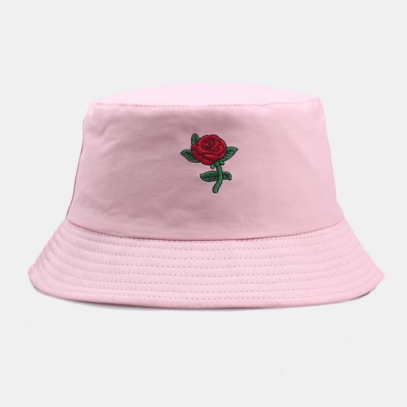 Unisex Cartoon Rose Hafty Twill Cap Outdoor Suncreen Sunshade Bucket Hat