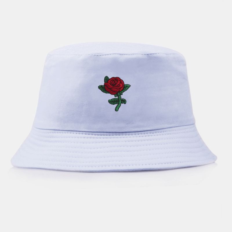 Unisex Cartoon Rose Hafty Twill Cap Outdoor Suncreen Sunshade Bucket Hat