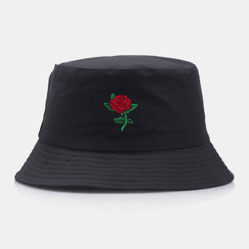 Unisex Cartoon Rose Hafty Twill Cap Outdoor Suncreen Sunshade Bucket Hat