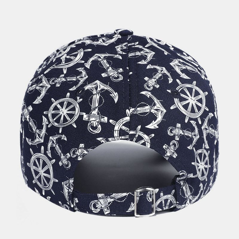 Unisex Cotton Printed Ivy Cap Overlay Boat Anchor Pattern Letnie Sportowe Czapki Baseballowe