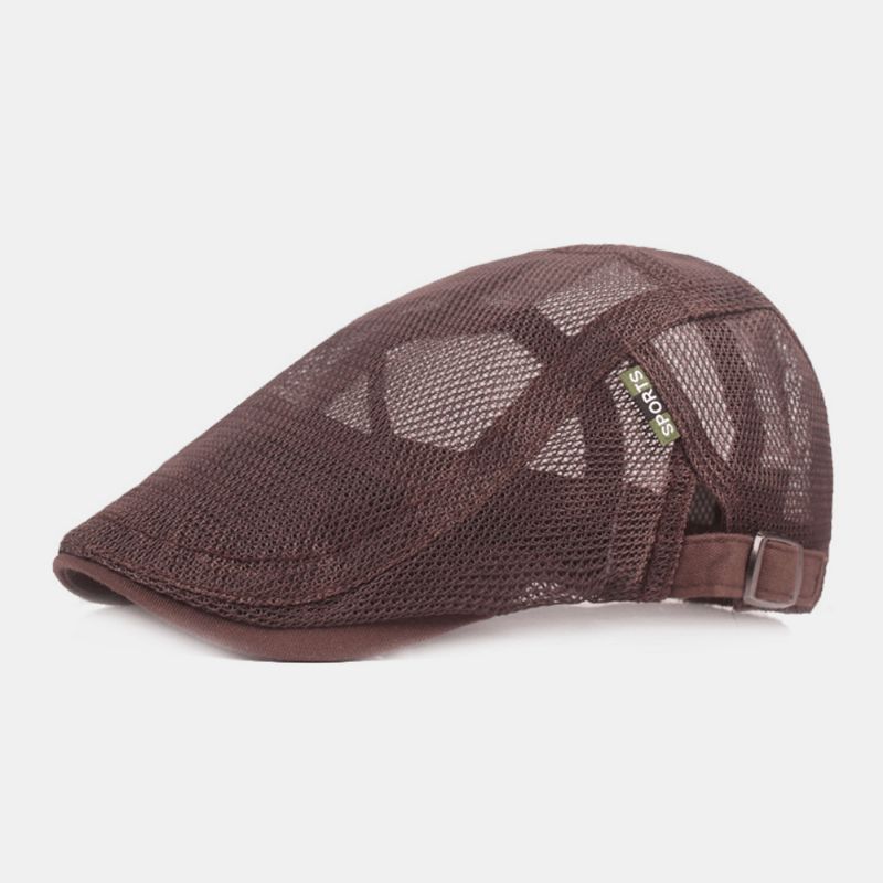 Unisex Czapka Beret Z Pełnej Siateczki Summer Cool Suncreen Oddychająca Płaska Czapka Ivy Cap Driver Hat