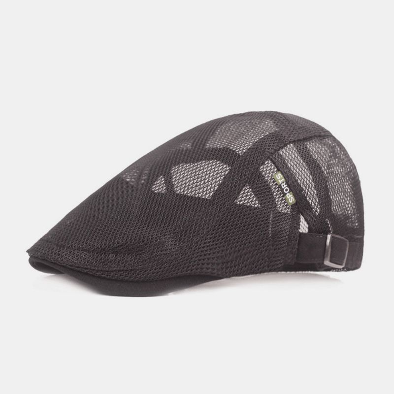 Unisex Czapka Beret Z Pełnej Siateczki Summer Cool Suncreen Oddychająca Płaska Czapka Ivy Cap Driver Hat