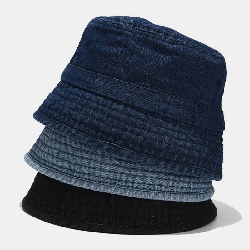 Unisex Denim Broken Holes Made-Old Moda Outdoor Sunshade Bucket Hat