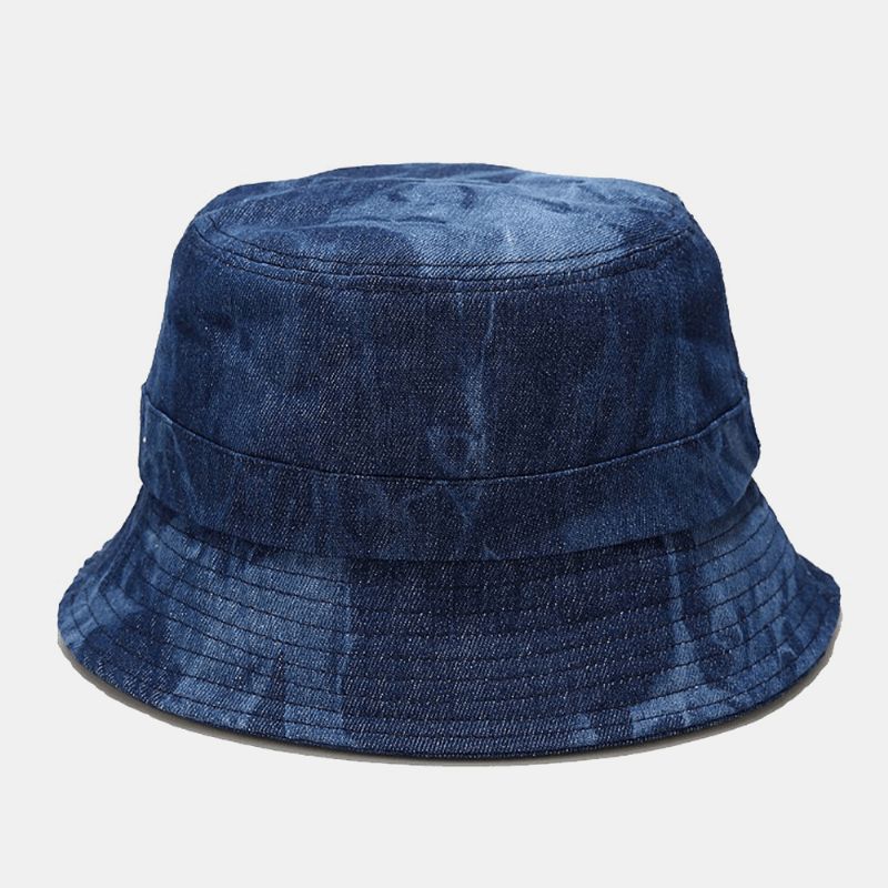 Unisex Denim Broken Holes Made-Old Moda Outdoor Sunshade Bucket Hat