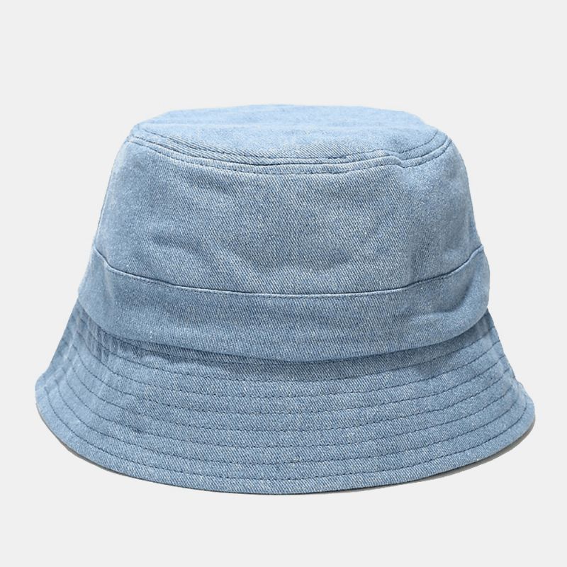 Unisex Denim Broken Holes Made-Old Moda Outdoor Sunshade Bucket Hat