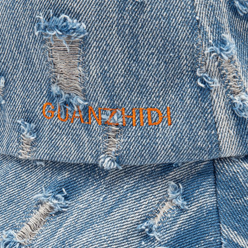 Unisex Denim Letter Pattern Haft Uszkodzony Stary Modny Kapelusz Typu Bucket