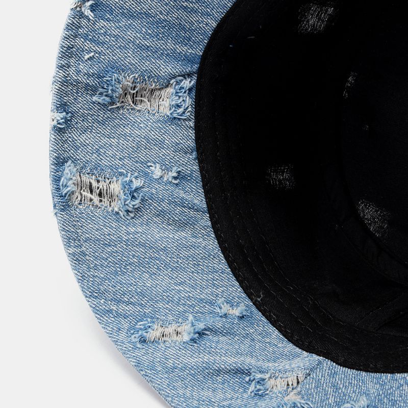 Unisex Denim Letter Pattern Haft Uszkodzony Stary Modny Kapelusz Typu Bucket