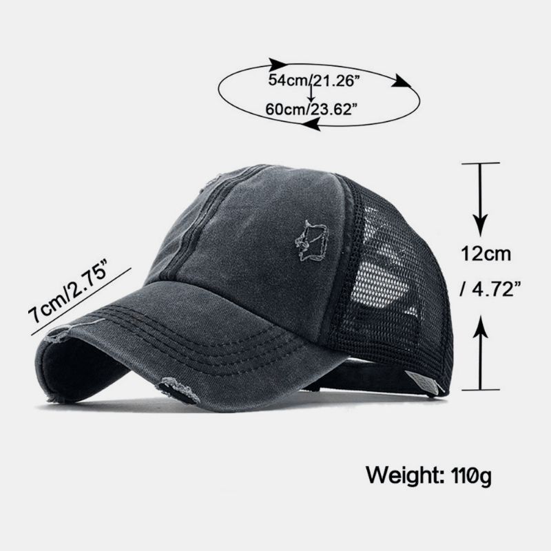 Unisex Kamuflaż Stretch Fit Czapka Mesh Oddychająca Czapka Trucker Cross Ponytail Czapka Z Daszkiem