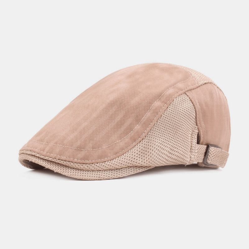 Unisex Mesh Oddychająca Czapka Beret Wzór W Paski Letnia Osłona Przeciwsłoneczna Czapka Gazeciarza Płaska Czapka Ivy Cap