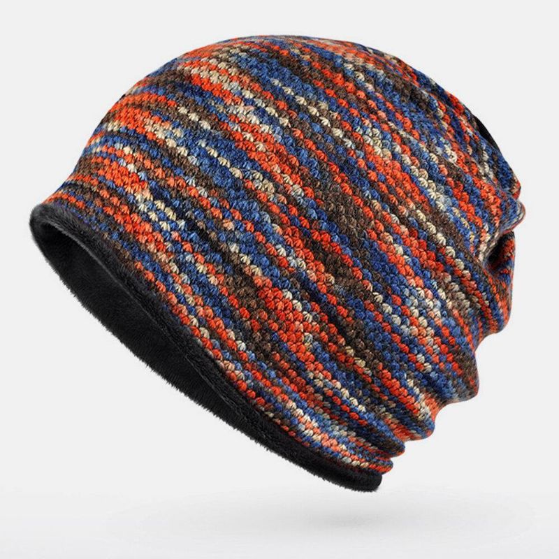 Unisex Plus Velvet Warm Gruba Outdoor Mixed Color Codzienne Personality Brimless Beanie