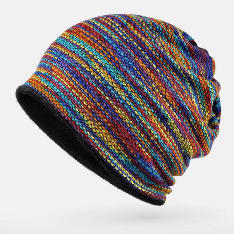 Unisex Plus Velvet Warm Gruba Outdoor Mixed Color Codzienne Personality Brimless Beanie