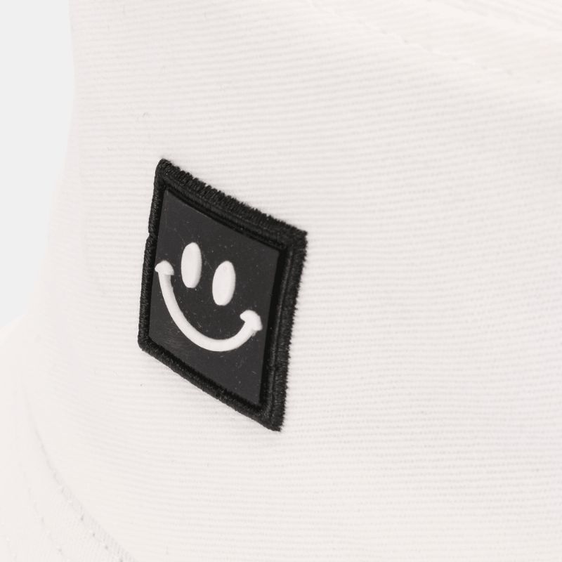 Unisex Smile Pattern Patch Z Szerokim Rondem Kapelusz Przeciwsłoneczny Na Wszystkie Mecze Outdoor Codzienne Sunshade Bucket Hat