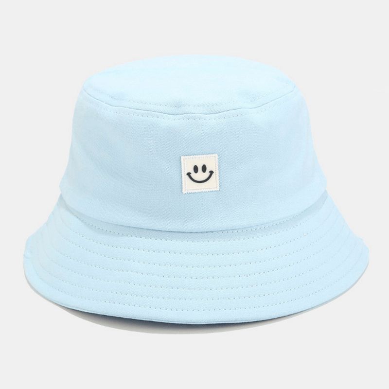 Unisex Smile Pattern Patch Z Szerokim Rondem Kapelusz Przeciwsłoneczny Na Wszystkie Mecze Outdoor Codzienne Sunshade Bucket Hat