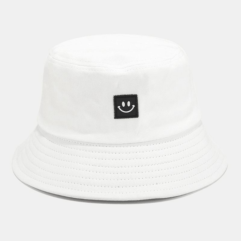 Unisex Smile Pattern Patch Z Szerokim Rondem Kapelusz Przeciwsłoneczny Na Wszystkie Mecze Outdoor Codzienne Sunshade Bucket Hat