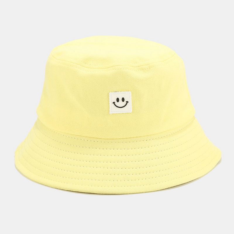 Unisex Smile Pattern Patch Z Szerokim Rondem Kapelusz Przeciwsłoneczny Na Wszystkie Mecze Outdoor Codzienne Sunshade Bucket Hat