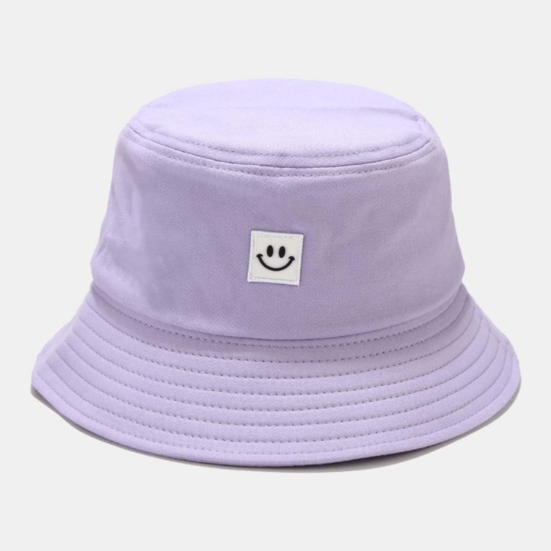 Unisex Smile Pattern Patch Z Szerokim Rondem Kapelusz Przeciwsłoneczny Na Wszystkie Mecze Outdoor Codzienne Sunshade Bucket Hat