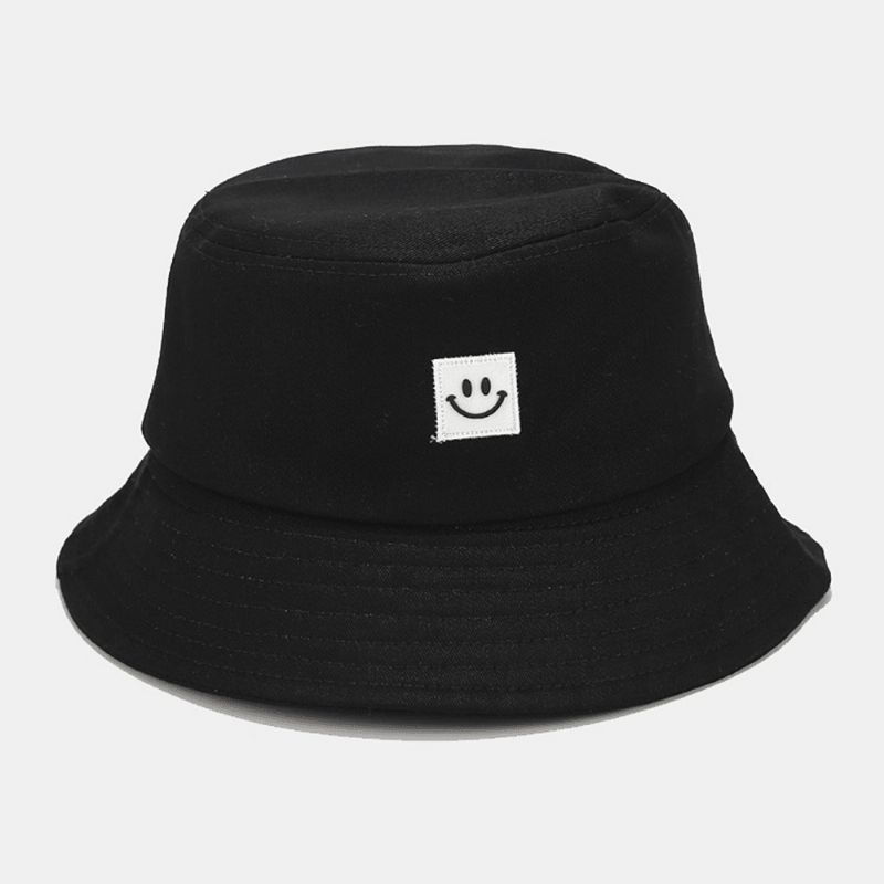 Unisex Smile Pattern Patch Z Szerokim Rondem Kapelusz Przeciwsłoneczny Na Wszystkie Mecze Outdoor Codzienne Sunshade Bucket Hat