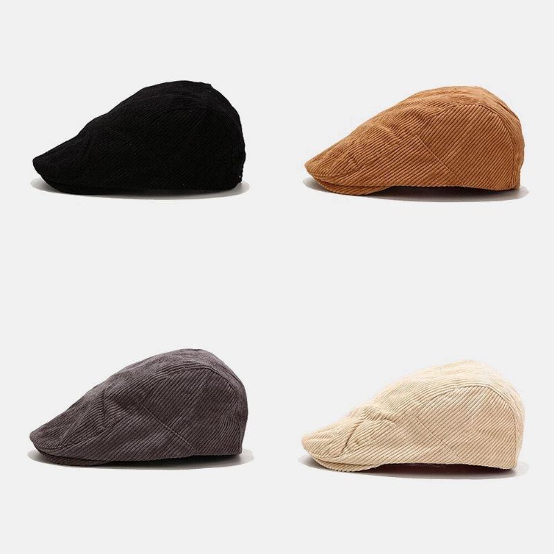 Unisex Sztruksowy Codzienne All-Match Solid Color Forward Hat Beret Hat