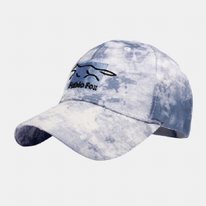 Unisex Tie-Dye Ivy Cap Little Fox Wzór Haftu Outdoor Sunshade Zrelaksowana Regulowana Czapka Czapki Z Daszkiem