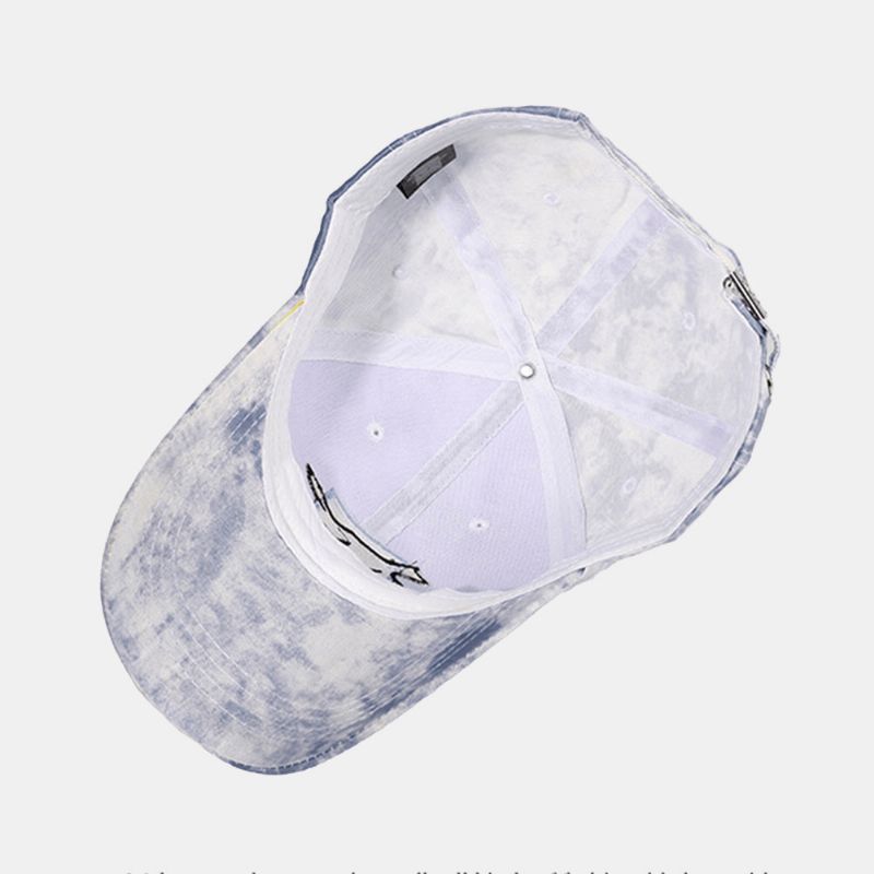 Unisex Tie-Dye Ivy Cap Little Fox Wzór Haftu Outdoor Sunshade Zrelaksowana Regulowana Czapka Czapki Z Daszkiem