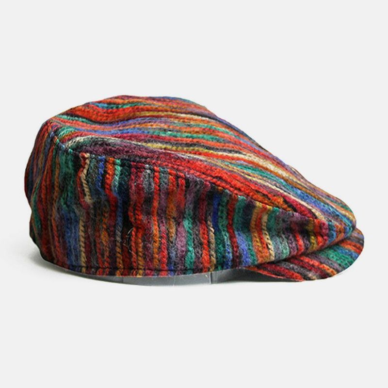 Unisex Tie-Dye Rainbow Mixed Color Stripes Pattern Etniczny Styl Codzienne Osobowość Forward Hat Beret Hat