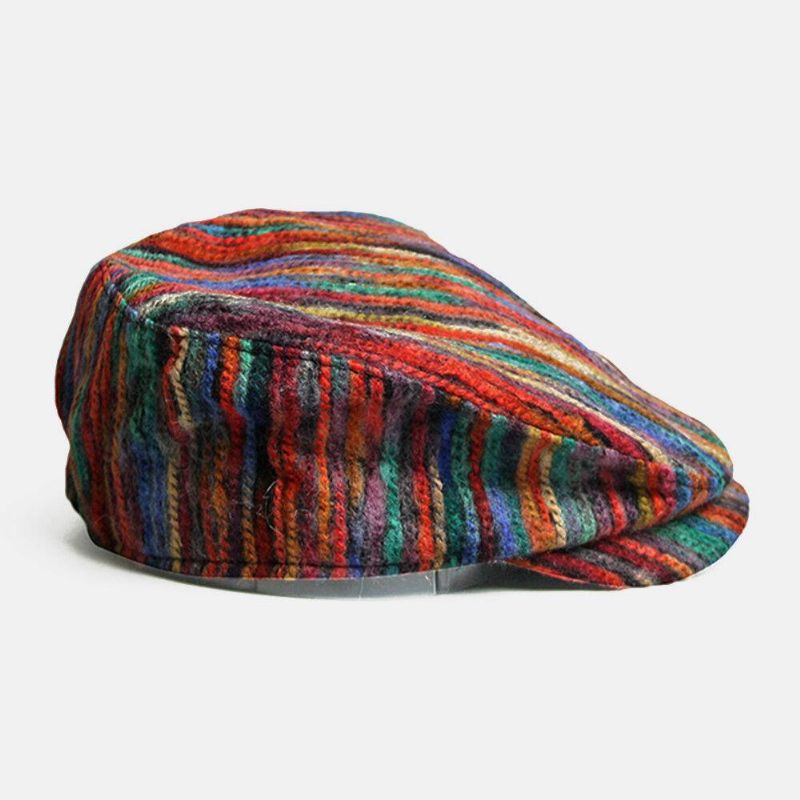 Unisex Tie-Dye Rainbow Mixed Color Stripes Pattern Etniczny Styl Codzienne Osobowość Forward Hat Beret Hat