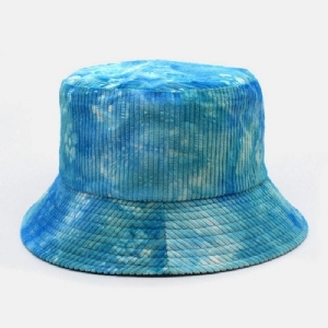 Unsiex Dwustronny Tie-Dye Sztruks I Bawełna Ciepły Miękki Outdoor Codzienne All-Match Bucket Hat