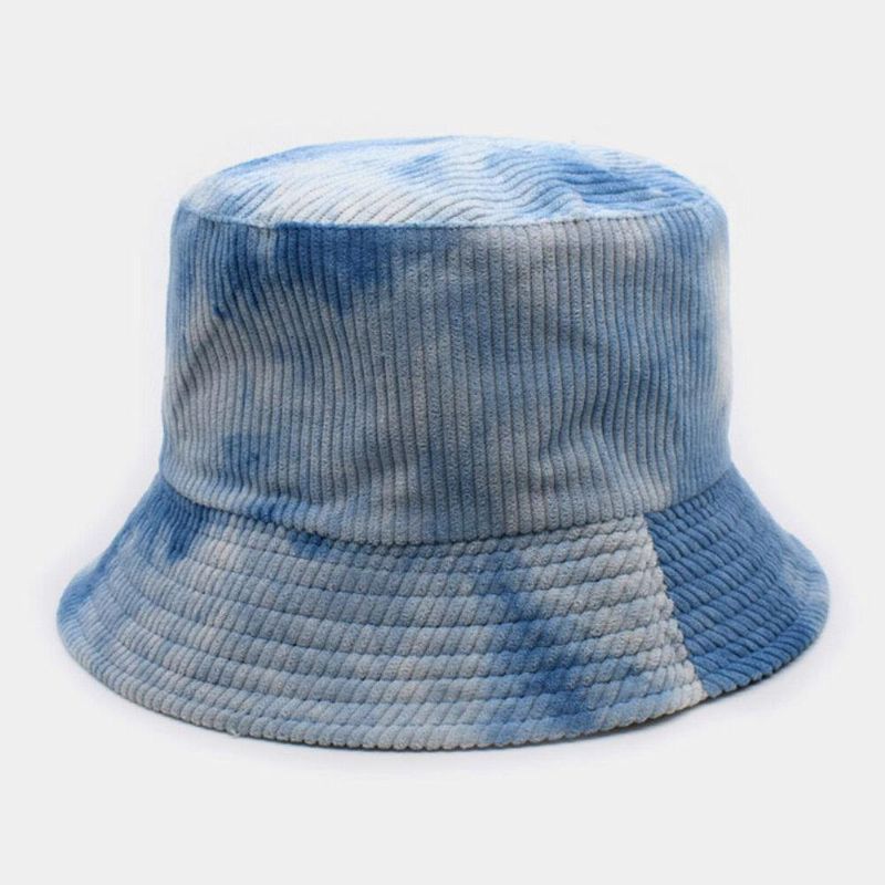 Unsiex Dwustronny Tie-Dye Sztruks I Bawełna Ciepły Miękki Outdoor Codzienne All-Match Bucket Hat