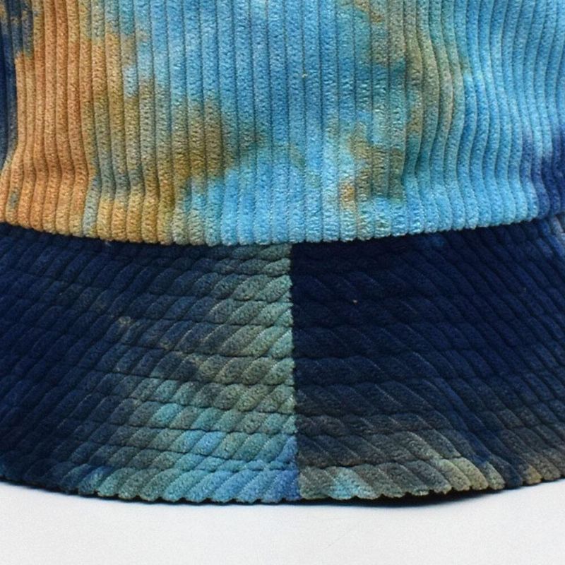 Unsiex Dwustronny Tie-Dye Sztruks I Bawełna Ciepły Miękki Outdoor Codzienne All-Match Bucket Hat