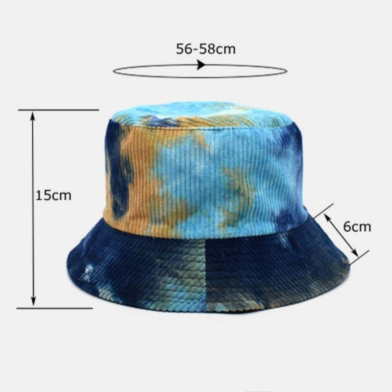 Unsiex Dwustronny Tie-Dye Sztruks I Bawełna Ciepły Miękki Outdoor Codzienne All-Match Bucket Hat