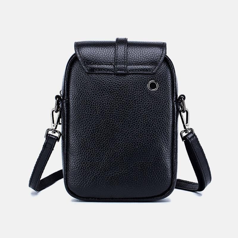 Damska Skórzana Na Co Dzień Retro Wielowarstwowa Otwór Na Słuchawki 6.5-Calowa Torba Na Telefon Crossbody Bag