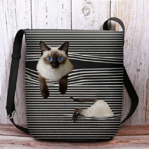 Kobiety Czuły Cute Cartoon Cat Stripes Pattern Multi-Carry Crossbody Bag Torba Na Ramię