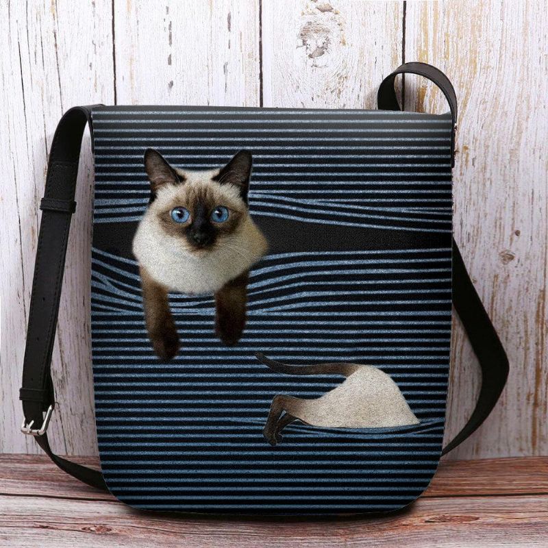 Kobiety Czuły Cute Cartoon Cat Stripes Pattern Multi-Carry Crossbody Bag Torba Na Ramię