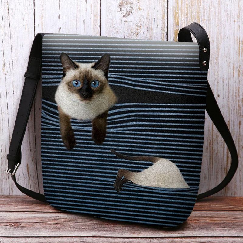 Kobiety Czuły Cute Cartoon Cat Stripes Pattern Multi-Carry Crossbody Bag Torba Na Ramię