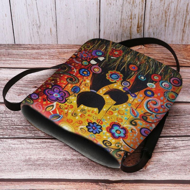 Kobiety Czuły Się Codzienne Cartoon In Love Koty Widok Z Tyłu Kwiatowy Wzór Torba Na Ramię Crossbody