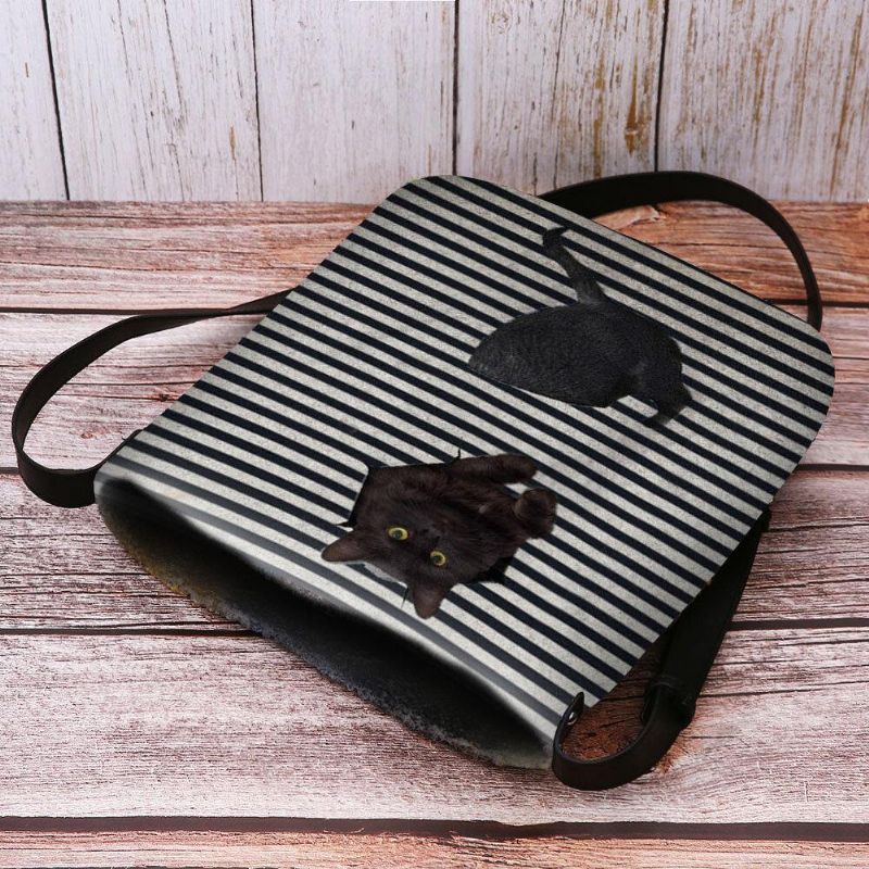 Kobiety Czuły Się Śliczne Codzienne 3D Cartoon Cat Stripes Pattern Torba Na Ramię Crossbody