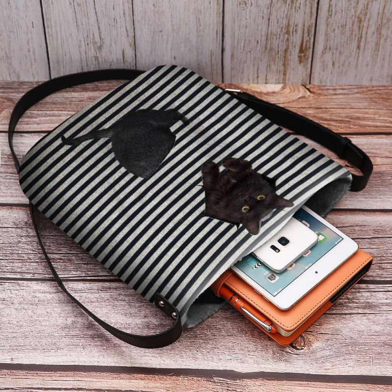 Kobiety Czuły Się Śliczne Codzienne 3D Cartoon Cat Stripes Pattern Torba Na Ramię Crossbody