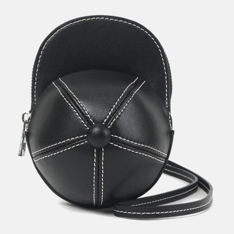 Kobiety Faux Leather Baseball Hat Shape Causl Kreatywna Torba Na Ramię Crossbody Bag