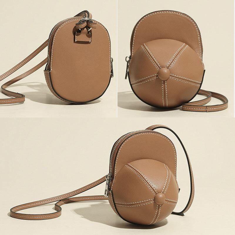 Kobiety Faux Leather Baseball Hat Shape Causl Kreatywna Torba Na Ramię Crossbody Bag