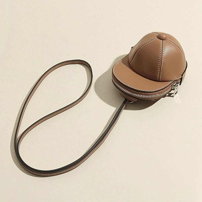 Kobiety Faux Leather Baseball Hat Shape Causl Kreatywna Torba Na Ramię Crossbody Bag