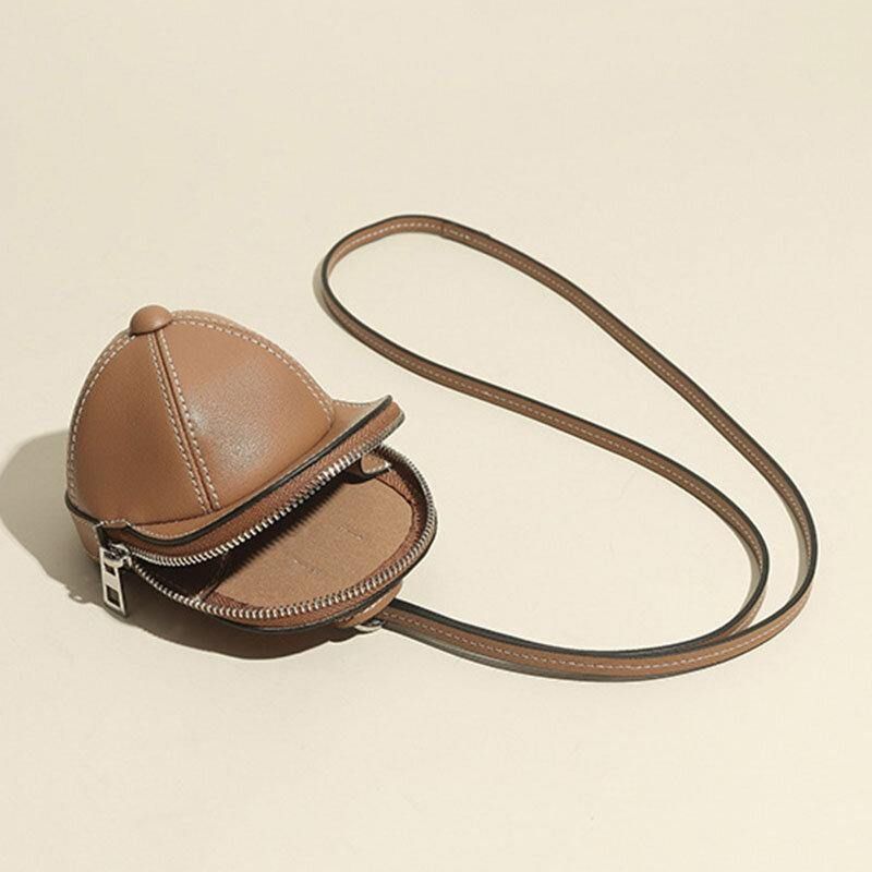 Kobiety Faux Leather Baseball Hat Shape Causl Kreatywna Torba Na Ramię Crossbody Bag