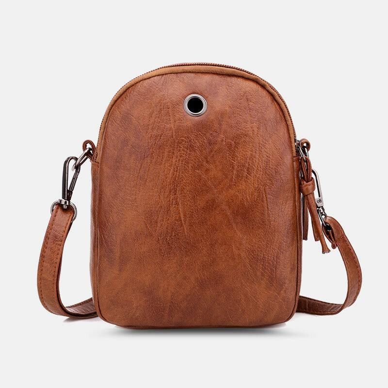 Kobiety Pu Leather Argyle Pattern Otwór Na Słuchawki Codzienne 6.3 Cala Torba Na Telefon Torby Crossbody Torba Na Ramię