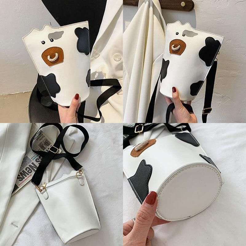 Kobiety Pu Leather Cow Pattern Moda Codzienne Torby Crossbody Torby Na Ramię