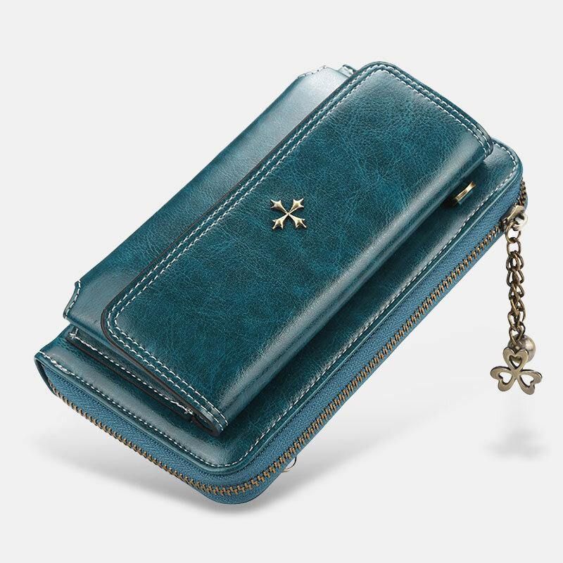 Kobiety Pu Leather Cross Flower Tassel Duża Pojemność Multi-Card Slot Phone Bag Crossbody Bag Torba Na Ramię