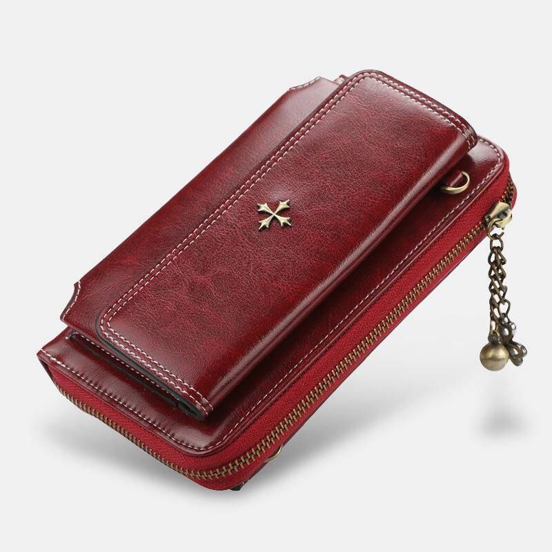 Kobiety Pu Leather Cross Flower Tassel Duża Pojemność Multi-Card Slot Phone Bag Crossbody Bag Torba Na Ramię