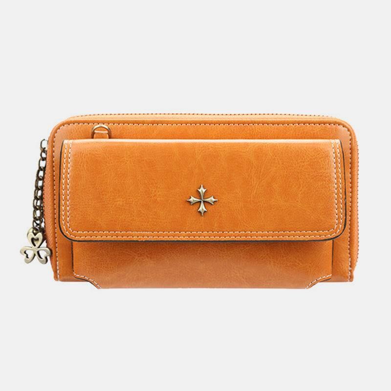 Kobiety Pu Leather Cross Flower Tassel Duża Pojemność Multi-Card Slot Phone Bag Crossbody Bag Torba Na Ramię